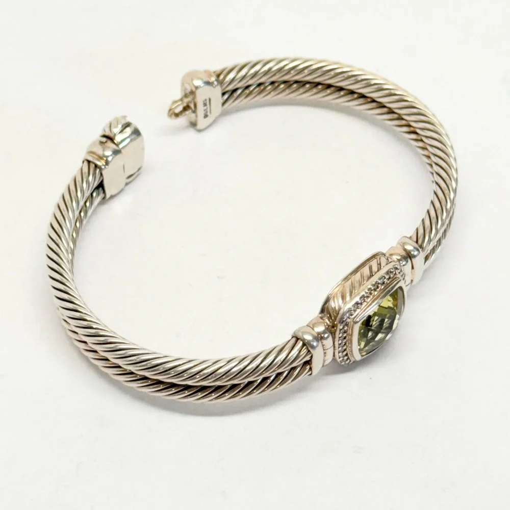 David Yurman .925 Lemon Citrine Diamond Albion Cable Bracelet - Picture 9 of 10